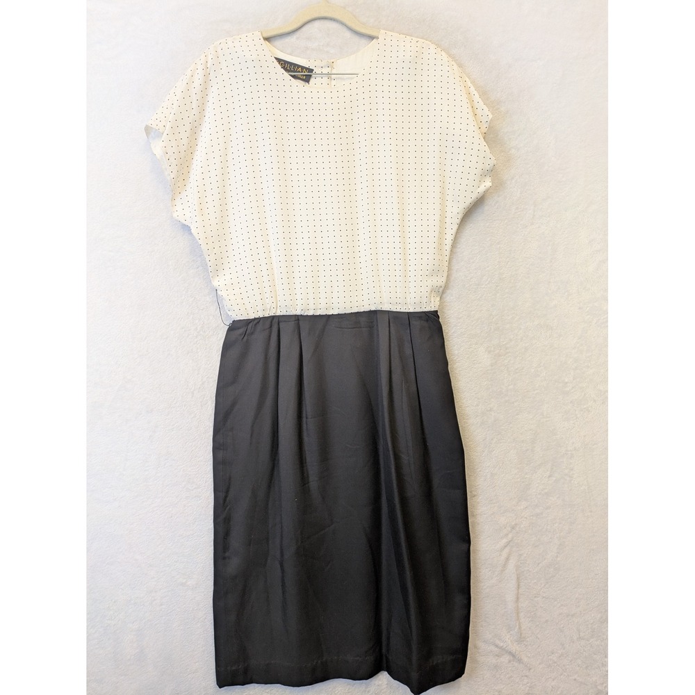 Vintage St Gillian by Kay Unger Women's Size 12 Silk Polka Dot Two Tone Dress